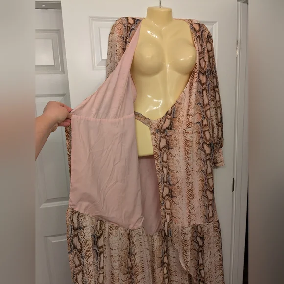 True Wrap Maxi Dress by Bar III Python Snake Skin Print Sz XL - Picture 2 of 7